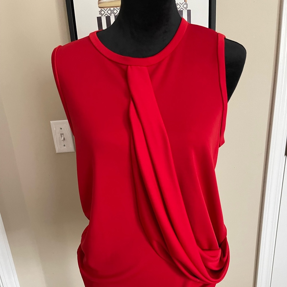 Beautiful, red Ann Taylor draped blouse